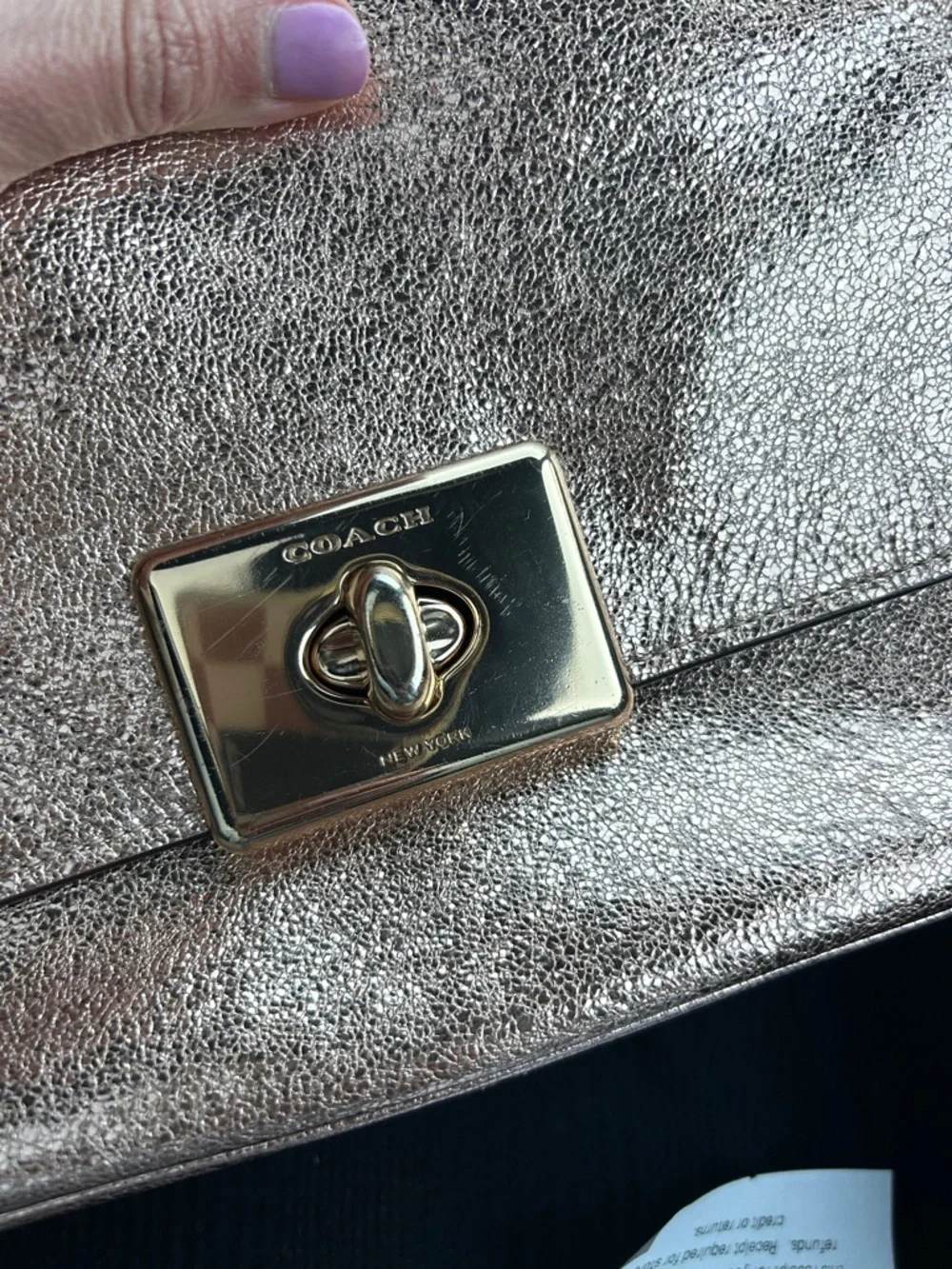 COACH Cassie Metallic Rose Gold Chain Crossbody Bag Crinkle Leather F38937 - Picture 2 of 14